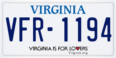 VA license plate VFR1194