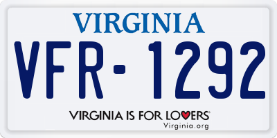 VA license plate VFR1292
