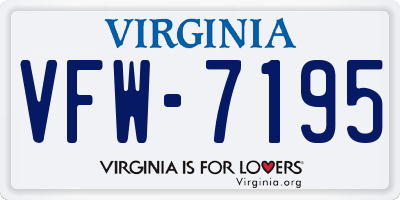 VA license plate VFW7195