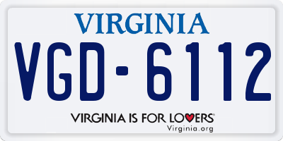 VA license plate VGD6112