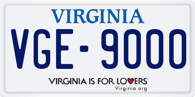 VA license plate VGE9000