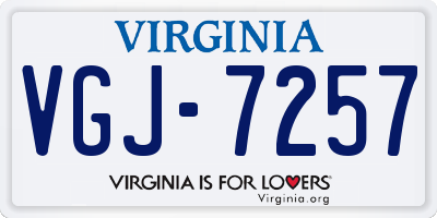 VA license plate VGJ7257