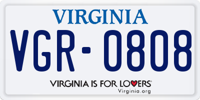 VA license plate VGR0808