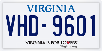 VA license plate VHD9601