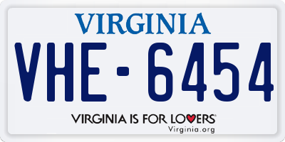 VA license plate VHE6454