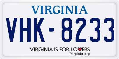 VA license plate VHK8233