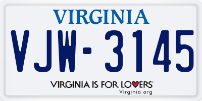 VA license plate VJW3145
