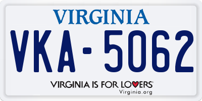 VA license plate VKA5062