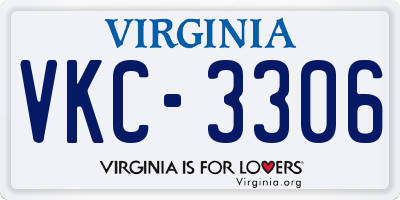 VA license plate VKC3306