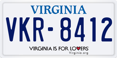 VA license plate VKR8412