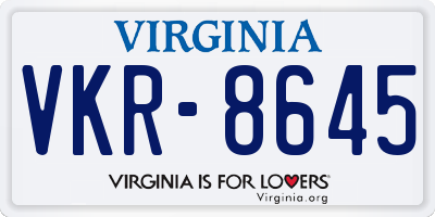 VA license plate VKR8645