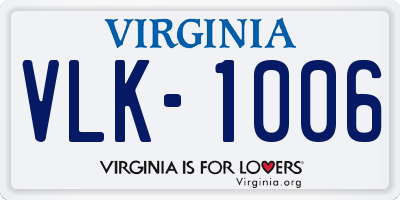 VA license plate VLK1006