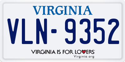 VA license plate VLN9352