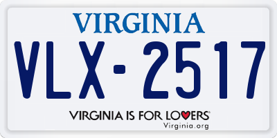 VA license plate VLX2517