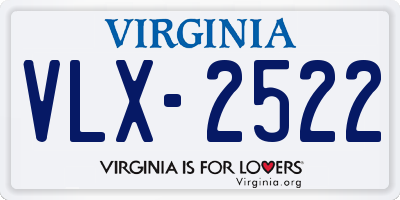 VA license plate VLX2522