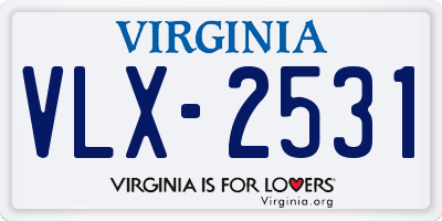 VA license plate VLX2531