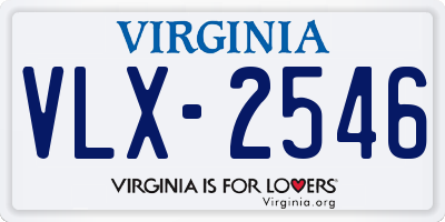 VA license plate VLX2546