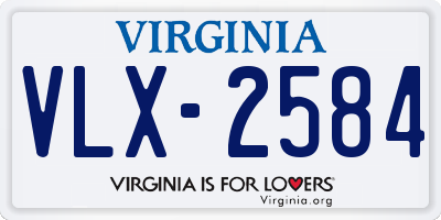 VA license plate VLX2584