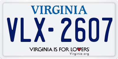 VA license plate VLX2607