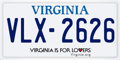 VA license plate VLX2626