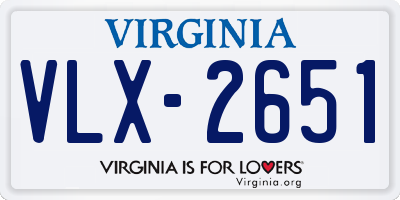 VA license plate VLX2651