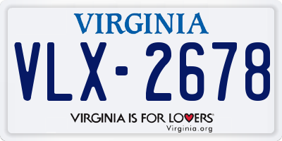 VA license plate VLX2678