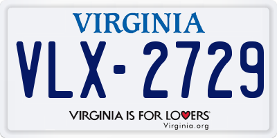 VA license plate VLX2729