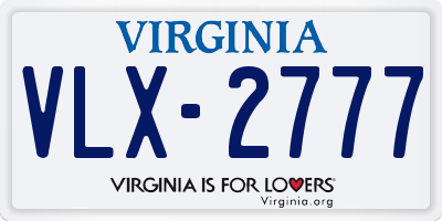 VA license plate VLX2777