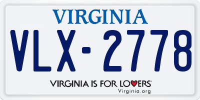 VA license plate VLX2778