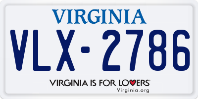 VA license plate VLX2786