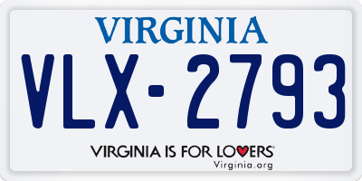 VA license plate VLX2793