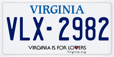 VA license plate VLX2982