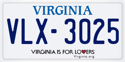 VA license plate VLX3025