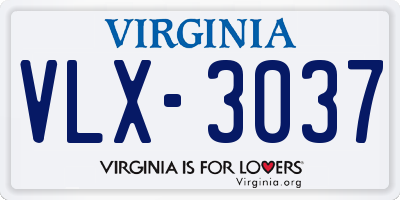 VA license plate VLX3037