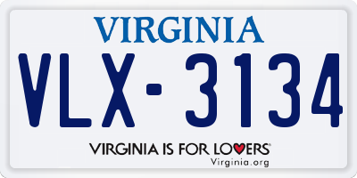 VA license plate VLX3134