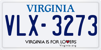 VA license plate VLX3273