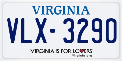 VA license plate VLX3290