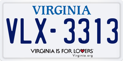 VA license plate VLX3313