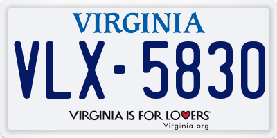 VA license plate VLX5830