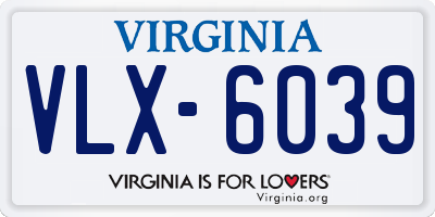 VA license plate VLX6039