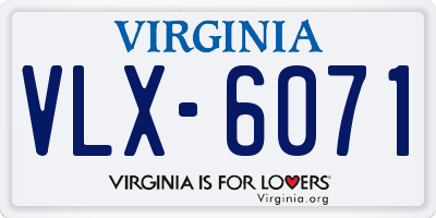 VA license plate VLX6071