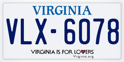 VA license plate VLX6078