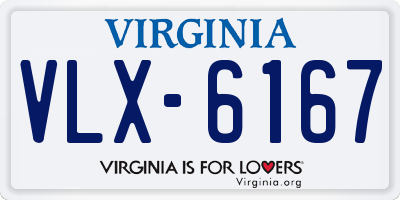 VA license plate VLX6167