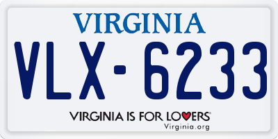 VA license plate VLX6233
