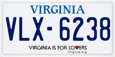 VA license plate VLX6238