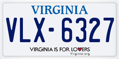 VA license plate VLX6327