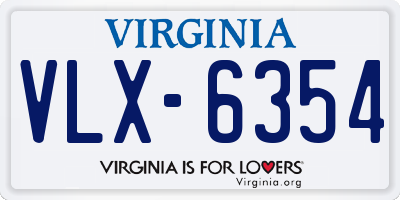 VA license plate VLX6354