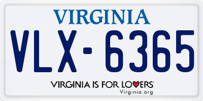 VA license plate VLX6365