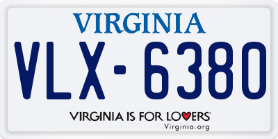 VA license plate VLX6380