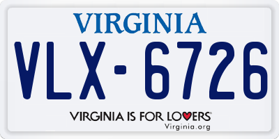 VA license plate VLX6726